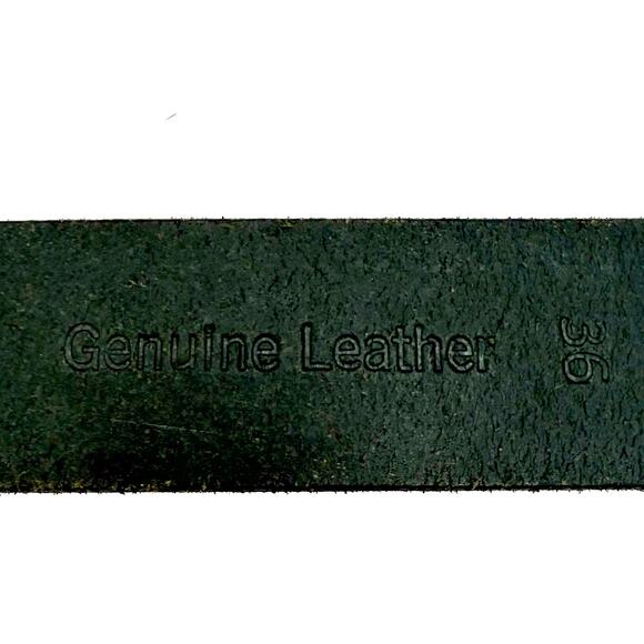 Timberland Men’s Black Leather Belt Size 36 Logo Patch Distressed Buckle - Picture 7 of 8